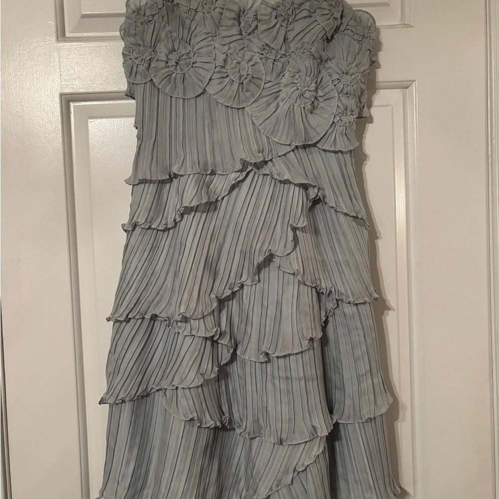 BCBGMaxAzria Strapless Blue Ruffle Dress - Picture 1 of 5